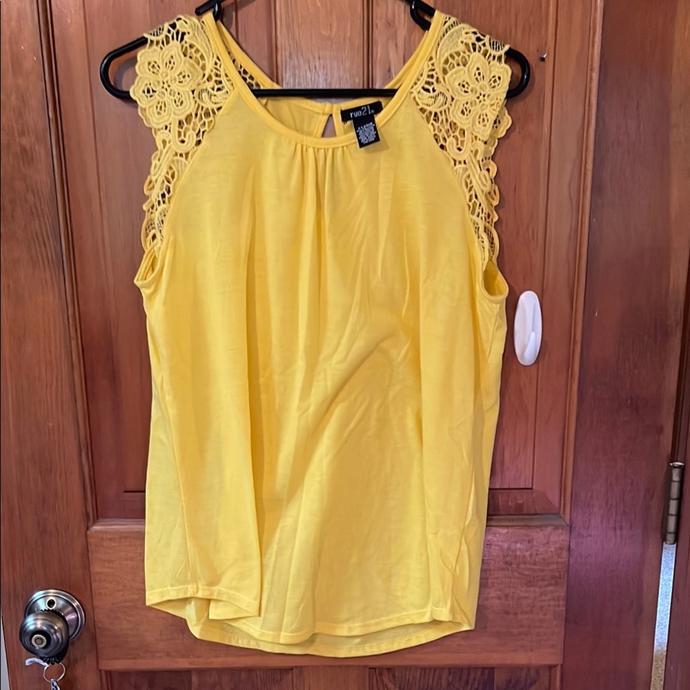 Rue21 Yellow Embellished Sleeveless Tank Top